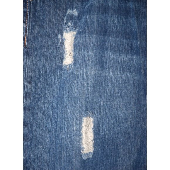 Old Navy Ladies Blue Jean Mini Skirt Size 12 Distressed Raw Hem Cotton Y2K - Picture 3 of 8